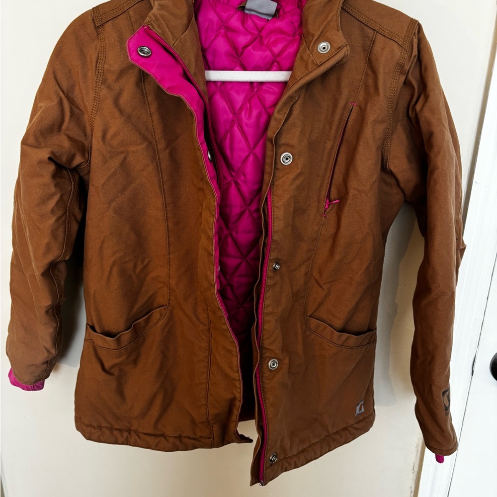 Girls Carhartt Brown Jacket with Pink Lining